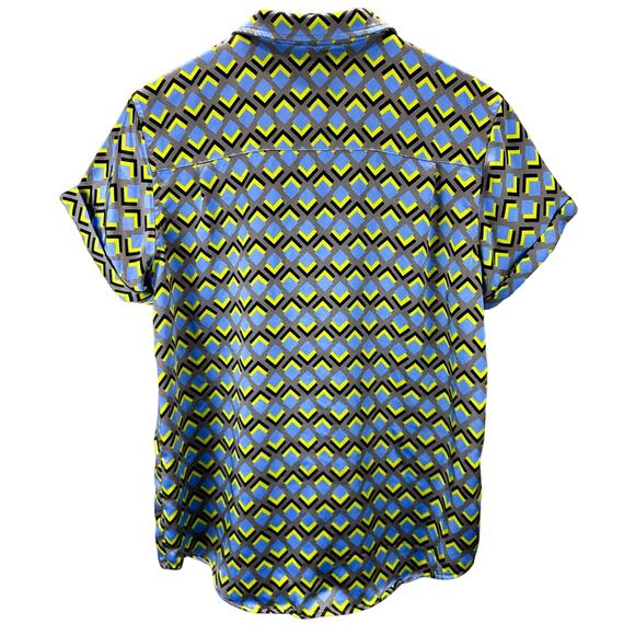 WILDFANG The Empower Satin Button Up Shirt Women's Size M Geometric Print - Picture 2 of 5